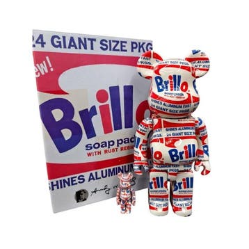 Be@rbrick 400% & 100% Andy Warhol Brillo, Antiek en Kunst, Kunst | Designobjecten