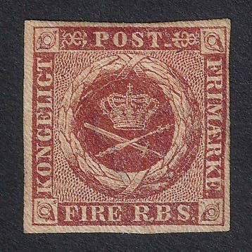 Denemarken 1851/54 - Wapen 4 RBS Brown - Certificaat, Gestempeld