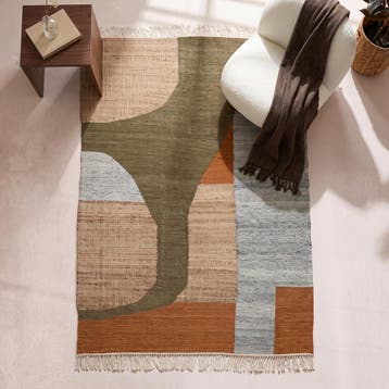 *WOONWINKEL* Dutchbone Pavilion Retro Vloerkleed Groen Bruin, Verzenden, Nieuw