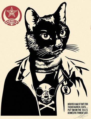 Shepard Fairey (OBEY) (1970) - RADICAL CAT OFFSETS, Antiek en Kunst