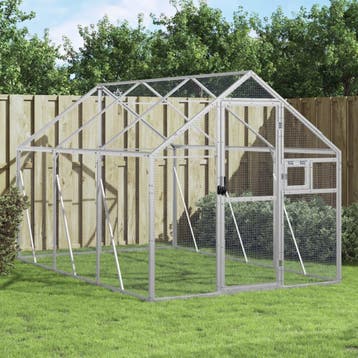vidaXL Volière 1,79x3x1,85 m aluminium zilverkleurig, Dieren en Toebehoren, Verzenden, Nieuw
