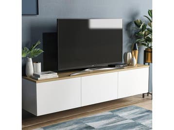 Veiling - Asir Neon TV-Meubel Wit/Eiken 160 cm - Retourartik, Gebruikt