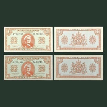Nederland. - 2 x 1 Gulden 1945 (2 opeenvolgende