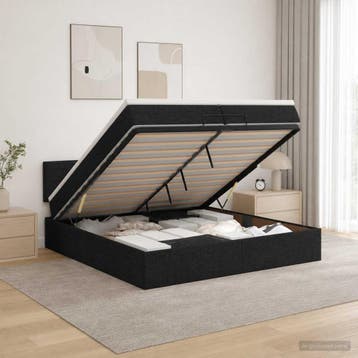 vidaXL Ottoman bed met matras met hoofdeinde Zwart 200 x 200, Verzenden, Nieuw, Tweepersoons, Zwart