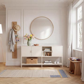 Dressoir Kliri 160x40x80 cm crèmewit [en.casa], Verzenden, Nieuw