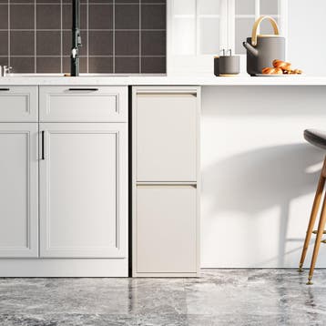 Afvalscheidingskast Sollentuna met 2 vakken gebroken wit 93x, Verzenden, Nieuw