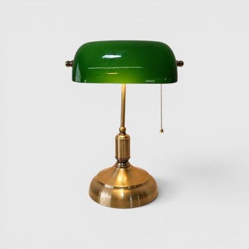 Bankierslamp - Metaal, Glas, Kristal