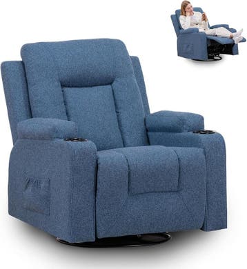 Fauteuil met armleuning - Relaxfauteuil - Relaxstoel - Blauw, Verzenden, Zo goed als nieuw