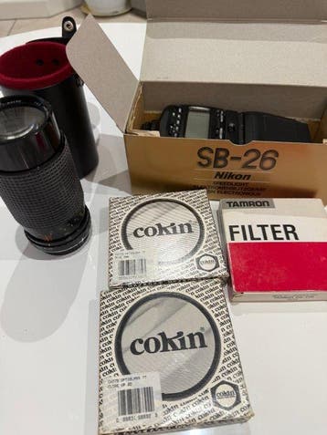 Praktica, Nikon, Tamron, Cokin SB -26 flash + 4,5/80-200mm -, Nieuw
