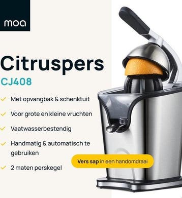 2dekans | MOA Citruspers - Citrusjuicer - Elektrische, Ophalen of Verzenden, Zo goed als nieuw