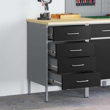 vidaXL Werkbank met lade met opslag Zwart en Grijs 50 x 55 x, Doe-het-zelf en Verbouw, Werkbanken, Verzenden, Nieuw