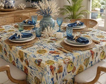 Tafelkleed Fantasie Tropisch Rif – Marina-elegantie in
