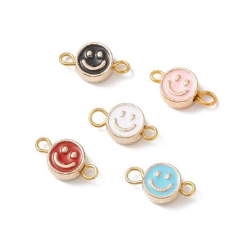 5 x Metalen verdeler mix Smiley goudkleur met epoxy 14,5..., Ophalen of Verzenden, Nieuw, Tussenstuk of Tussenkraal