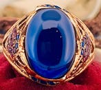 Zonder minimumprijs - Ring - 9 kt. Roségoud, Zilver Saffier, Sieraden, Tassen en Uiterlijk, Ringen, Nieuw