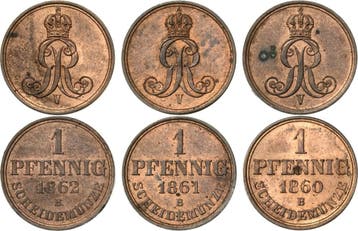 Pfennig 1860, 1861 en 1862, Braunschweig-calenberg-hannov..., Verzenden