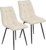 2dekans | Stalen Eetkamerstoelen Blanca - Set van 2 - Beige, Ophalen of Verzenden, Zo goed als nieuw