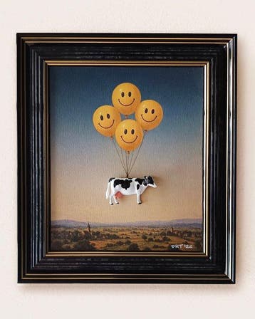 DKT Nando - Happy Cow - Framed 3D Art