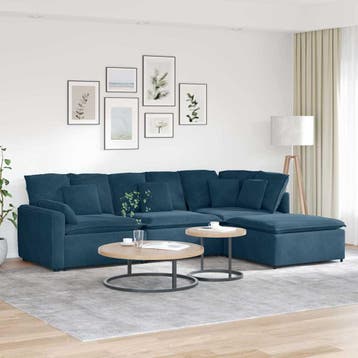 vidaXL Modulaire bank met voetenbank en kussens fluweel, Huis en Inrichting, Banken | Bankstellen, Verzenden, Nieuw, Stof