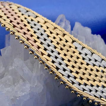 Tricolor gouden panterschakel collier (Schakelarmband), Ophalen of Verzenden, Gebruikt, Goud, Goud