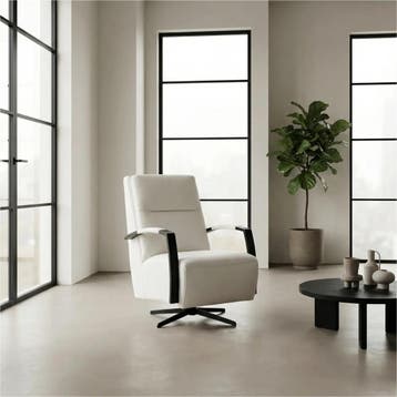 Leren draaifauteuil Award - Hermes Bianco (gebroken wit) -, Huis en Inrichting, Nieuw, Ophalen of Verzenden, 50 tot 75 cm, Industrieel, Modern