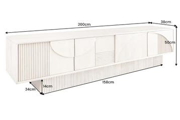 Massief houten TV Lowboard ART DECO 200cm Wit Gelimineerd, Huis en Inrichting, Ophalen of Verzenden, Nieuw