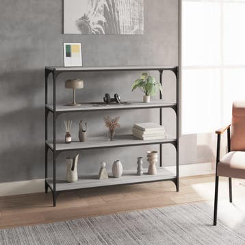 vidaXL Boekenkast 100x33x100 cm hout en staal grijs sonoma, Huis en Inrichting, Minder dan 50 cm, Verzenden, 100 tot 150 cm, Nieuw