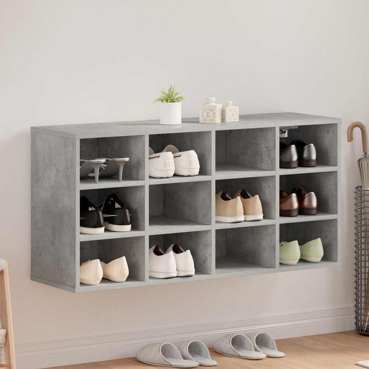vidaXL Schoenenkast 103 x 30 x 51 cm Bewerkt hout Betongrijs, Huis en Inrichting, Kasten | Schoenenrekken, Nieuw, Verzenden