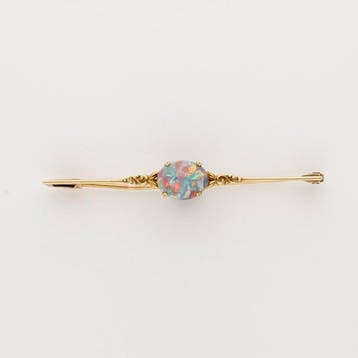 Zonder minimumprijs - Broche - 14 karaat Geel goud Opaal, Sieraden, Tassen en Uiterlijk, Antieke sieraden