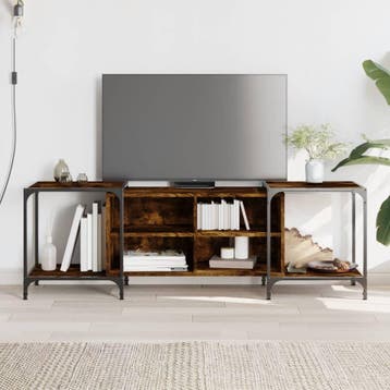 vidaXL Tv-meubel 153x37x50 cm bewerkt hout gerookt, Verzenden, 150 tot 200 cm, Nieuw, Minder dan 100 cm