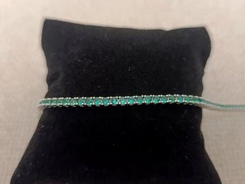 Zonder minimumprijs - Tennis armband Zilver, smaragden