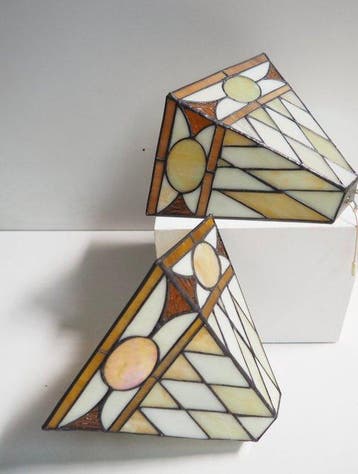 Wandlamp (2) - Glas, Metaal - Massive-Tiffany-stijl, Antiek en Kunst