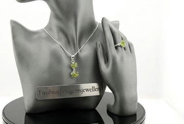 Zilver - 2-delige sieradenset - Natuurlijke Peridot