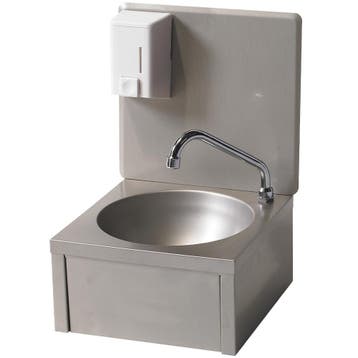 RVS Wasbak met Kniebediening en Zeepdispenser | 33 x35 x(..., Verzenden