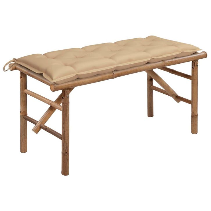 vidaXL Tuinbank inklapbaar met kussen 118 cm bamboe, Tuin en Terras, Tuinbanken, Nieuw, Hout, Verzenden