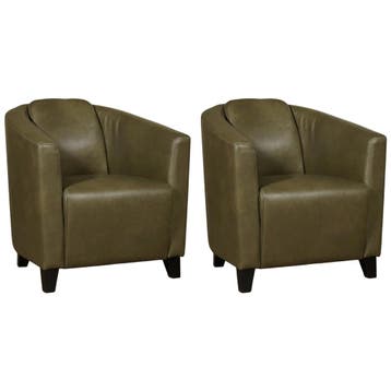 Set van 2 Leren fauteuils Press - Granada Moss, Nieuw, Ophalen of Verzenden, 50 tot 75 cm, Leer