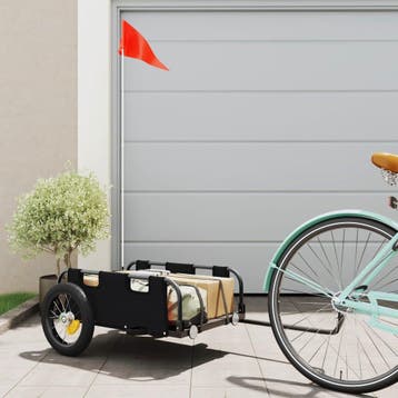 vidaXL Fietstrailer oxford stof en ijzer zwart, Verzenden, Nieuw