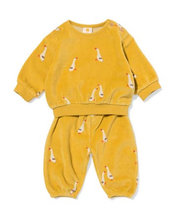 HEMA Babykledingset velours ganzen olijf, Verzenden, Nieuw