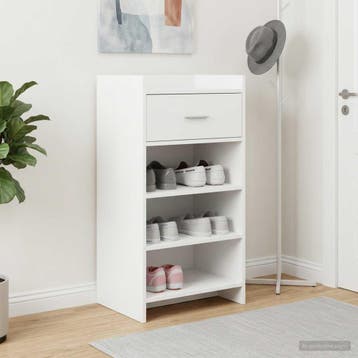 vidaXL Schoenenkast met lade Wit 48 x 36 x 92 cm Bewerkt, Verzenden, Nieuw