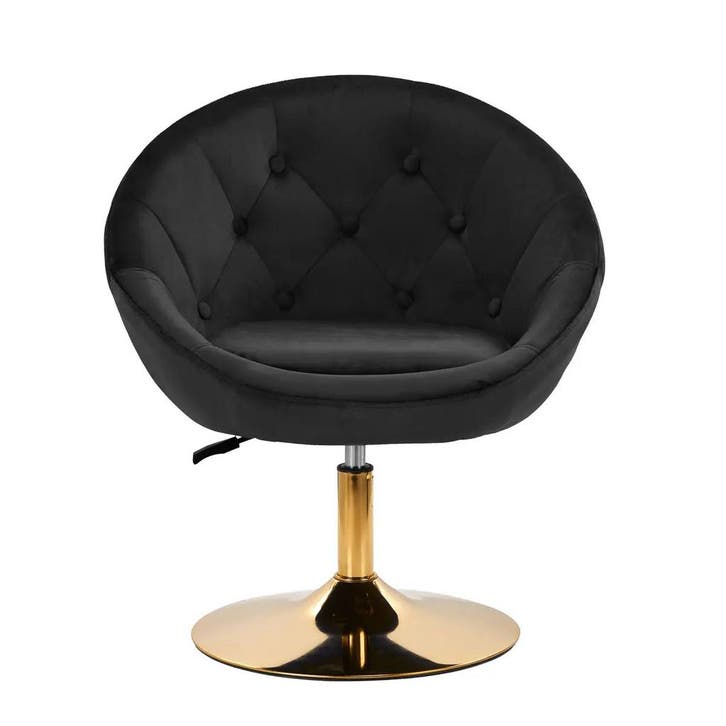 Luxe verstelbare draaistoel met fluweel - Voor kapper salon, Huis en Inrichting, Stoelen, Eén, Zwart, Nieuw, Metaal, Stof, Verzenden