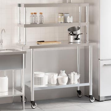 vidaXL Keukenwerktafel met bovenschap 110x55x150 cm, Verzenden