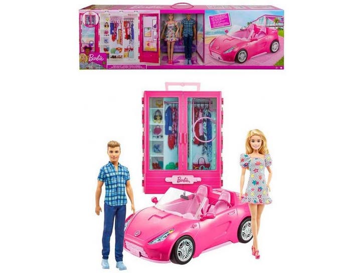 Barbie - Cabrio Auto en Kledingkast Speelset - Inclusief, Kinderen en Baby's, Speelgoed | Overig, Nieuw, Verzenden