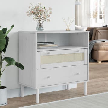 vidaXL Dressoir SENJA rattan-look 80x40x80 cm massief, Verzenden, Nieuw, 50 tot 100 cm, Grenenhout