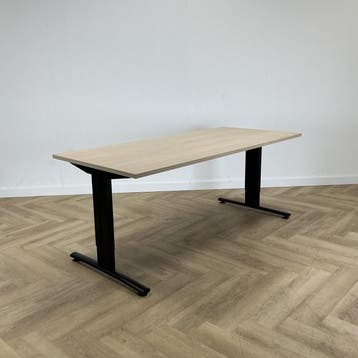 bureau 180x80 cm, licht eiken - zwart - Gratis Bezorging, Huis en Inrichting, Bureaus, Ophalen of Verzenden, Gebruikt