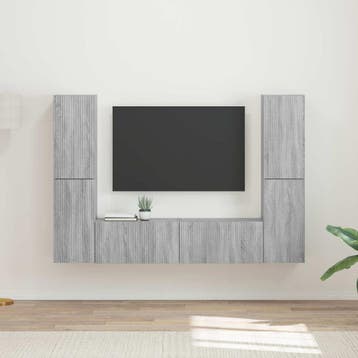 vidaXL Tv-meubelset 6 st Grijs Sonoma Bewerkt hout, Huis en Inrichting, Minder dan 50 cm, Verzenden, Nieuw, Minder dan 100 cm