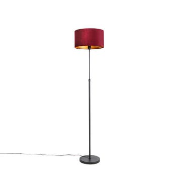 Vloerlamp zwart met velours kap rood met goud 35 cm - Parte, Verzenden, Nieuw, Country-rustic