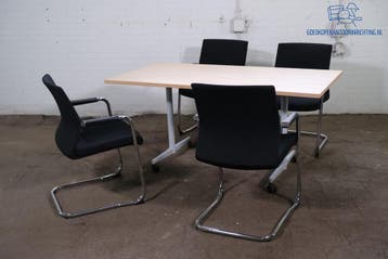 Tweedehands Kusch+Co klaptafel beuken 160x80 verrijdbaar, Verzenden, Gebruikt
