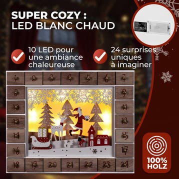 Adventskalender Kerstman Hout LED (Voor in Huis), Verzenden, Nieuw