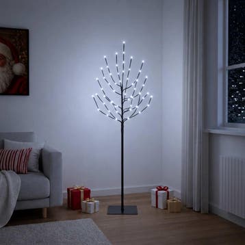 vidaXL LED Kerstboom Zwart 150 cm Staal 140 LEDs, Diversen, Verzenden, Nieuw