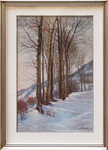 Licinio Barzanti (1857-1944) - Paesaggio innevato