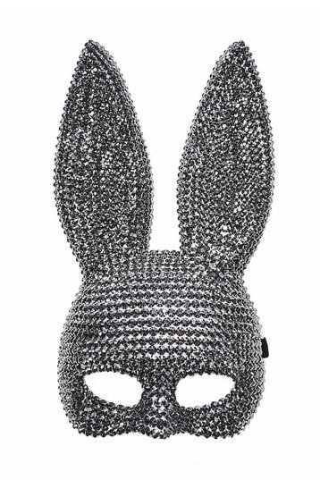 KIMU® Masker Konijn Strass Donkergrijs Gemaskerd Bal Bunny S, Ophalen of Verzenden, Nieuw, Carnaval